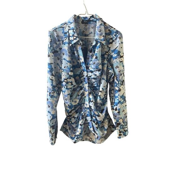 NWT Rails Lisa Top in Blue White Black Zinnia Button Up Size Large - Picture 7 of 13